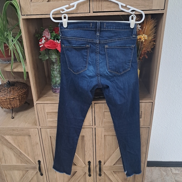 Flying Monkey Sz 27 Distressed Skinny Jeans Raw Hem Pockets Dark Wash Mid Rise - Picture 2 of 13
